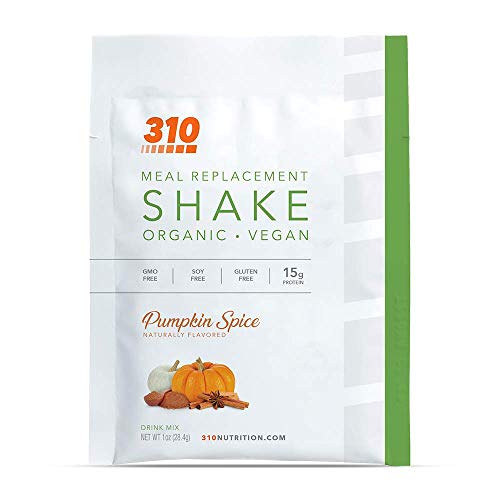 Vegan Organic Plant Protein Powder and Meal Replacement Shake - By 310 Nutrition - Gluten, Dairy and Soy Free - 0g of Sugar | Keto and Paleo Friendly… (Pumpkin Spice, 1 Serving)