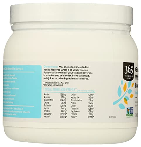 365 by Whole Foods Market, Protein Whey Grassfed Vanilla, 10.8 Ounce