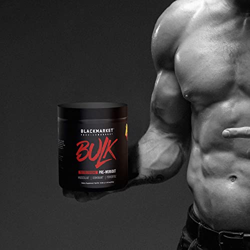 BLACKMARKET Bulk Pre Workout - Preworkout Energy Drink for Men 25 Servings of Blue Razz Flavored - Pre-Workout Drink Powder with Creatine