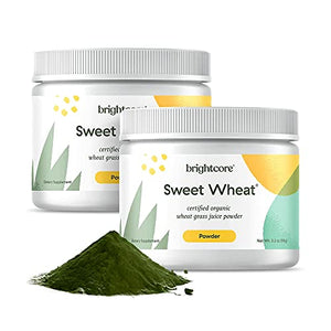 Brightcore Nutrition - Sweet Wheat, Wheatgrass Juice Powder, Green Superfood for Digestive Health and Immune Boost, Nutrient-Rich Wheatgrass Juice Drink, Pack of 2 x 90 Grams