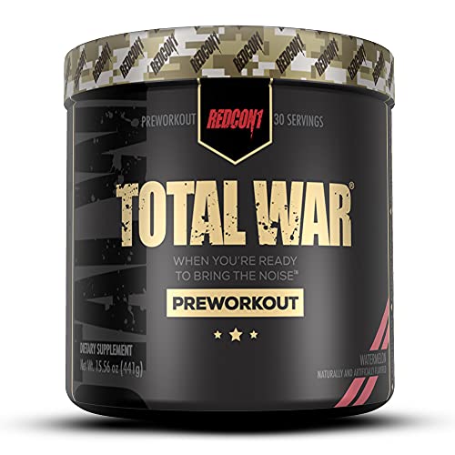 Redcon1 Total War PreWorkout - 30 Servings, Boost Energy, Increase Endurance and Focus, Beta-Alanine, Caffeine (Watermelon)