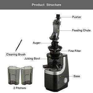 Wide Chute Slow Masticating Juicer E Cold Press Juice Extractor For High Nutrient Fruit And Vegetable Juice