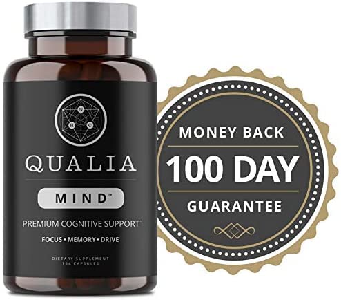 Qualia Mind Nootropic | Premium Brain Booster Supplement for Memory, Focus, Clarity and Concentration Support with Bacopa monnieri, Ginkgo biloba, DHA, Alpha GPC, B12 & More (154 Ct Caffeine-Free)