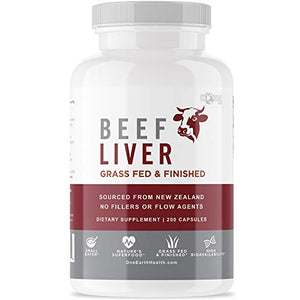 Grass Fed Beef Liver – (200 Count) Sourced from New Zealand. Source for Heme Iron, Vitamin A and The Vitamin B Complex