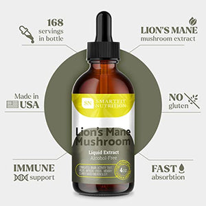 Lions Mane - Lions Mane Extract - Natural Lions Mane Tincture - Made in USA - Organic Lions Mane Mushroom Supplement for Memory, Focus & Clarity - Daily Mushroom Supplement - Vegan, Organic - 4 Fl Oz