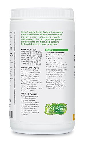 Nutiva Organic Cold-Pressed Hemp Seed Protein Powder, Vanilla, 16 Ounce