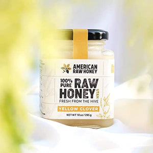 American Raw Honey - Raw Sweet Yellow Clover Honey from Utah, 100% Pure Organic Honey, Fresh from the Hive - Superfood, Gluten Free, Unpasteurized, No Preservatives or Additives (10 oz. / 285g)