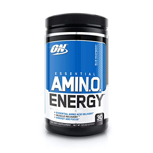 Optimum Nutrition Amino Energy - Pre Workout with Green Tea, BCAA, Amino Acids, Keto Friendly, Green Coffee Extract, Energy Powder - Blue Raspberry, 30 Servings