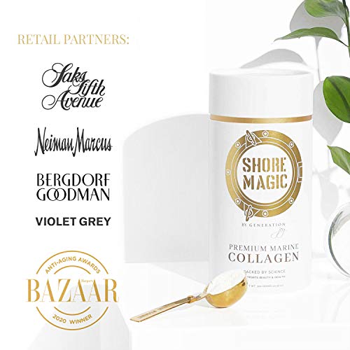 Shore Magic Marine Collagen Powder, Hydrolyzed Marine Collagen Peptides Powder, Sustainably Sourced Wild Fish Skin Collagen, Odorless & Unflavored - Approx. 30 Day Supply, 300g Canister