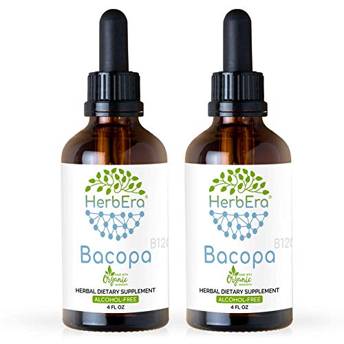 Bacopa B120 (2pcs) Alcohol-Free Herbal Extract Tincture, Super-Concentrated Organic Bacopa (Bacopa Monnieri) Dried Herb (2x4 fl oz)