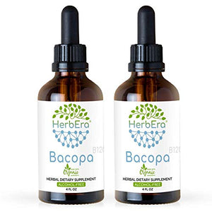 Bacopa B120 (2pcs) Alcohol-Free Herbal Extract Tincture, Super-Concentrated Organic Bacopa (Bacopa Monnieri) Dried Herb (2x4 fl oz)