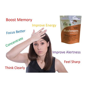 Mushroom Extract Powder - Powerful 10 Blend, Organic Lions Mane, Cordyceps, Reishi, Shiitake, Turkey Tail Mushrooms Nootropic Brain Supplement for Energy, Calm, Focus & Immune System Booster