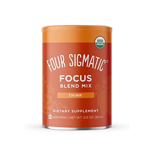 Four Sigma Foods Focus Blend, 8 Superfoods Adaptogen Blend Mix with Lion's Mane, Cordyceps, Rhodiola, Bacopa & Mucuna, Productivity & Creative Support, Decaf + Dissolves Easily, 30 Servings