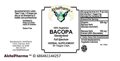 Bacopa Contains Organic Full Spectrum w/ 20% Bacosides (90 Vcaps)