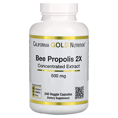 Bee Propolis 2X, Concentrated Extract, 500 mg, Equivalent to 1,000 mg of Bee Propolis, Suitable for Vegetarians, 240 Veggie Caps