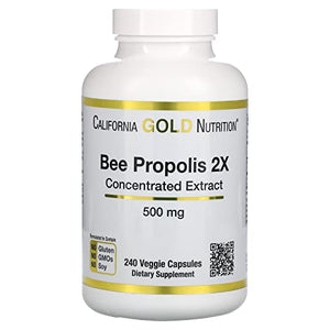 Bee Propolis 2X, Concentrated Extract, 500 mg, Equivalent to 1,000 mg of Bee Propolis, Suitable for Vegetarians, 240 Veggie Caps