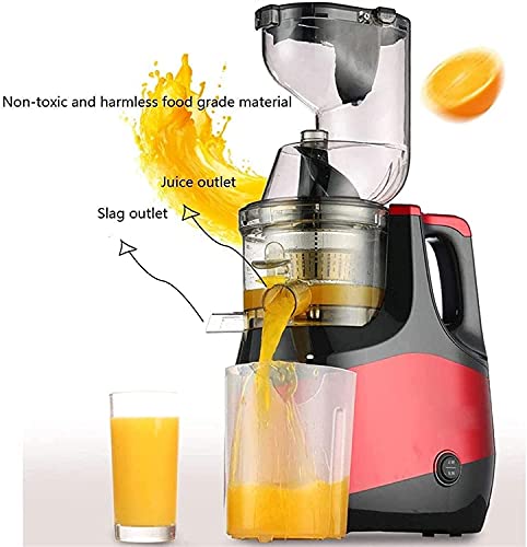 XUERUIGANG Slow Masticating Juicer Cold Press Juice Extractor Apple Orange Citrus Juicer Machine with Wide Chute Quiet Motor for Fruit Vegetables (red)