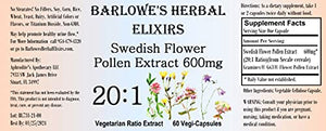 Swedish Flower Pollen Extract 20:1 - 60 500mg VegiCaps - Bottled in Glass!