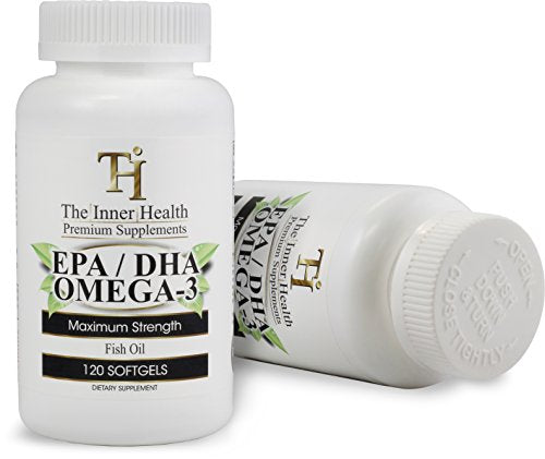 The Inner Health Fish Oil EPA DHA Omega 3 Supplement - Promoting Healthy Heart, Joints, Eyes and Skin - 1000 Mg Marine Lipid Concentrate - Manufactured in The USA - 120 Softgels