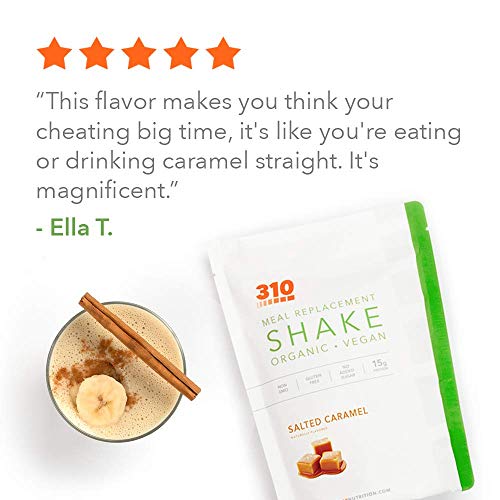 Vegan Organic Plant Protein Powder and Meal Replacement Shake - By 310 Nutrition - Gluten, Dairy and Soy Free - 0g of Sugar | Keto and Paleo Friendly… (Salted Caramel, 14 Servings)