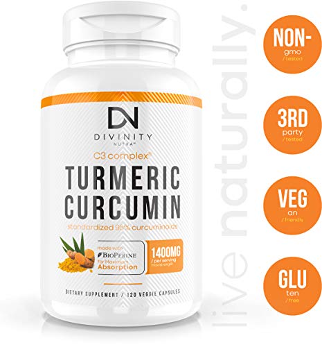 Turmeric Curcumin Supplement with BioPerine (Black Pepper Extract) and C3 Complex - Anti-Inflammatory & Joint Support - Max Strength 95% Curcuminoids - 120 Veggie Capsules (2 Month Supply)