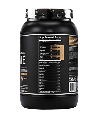 Sascha Fitness Hydrolyzed Whey Protein Isolate,100% Grass-Fed (2 Pounds, All) (Caramel)