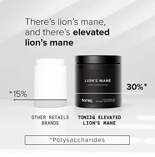 18,000mg 10x Concentrated Ultra High Strength Extract - Made with Organic Lions Mane - 30% Polysaccharides - Highly Concentrated and Bioavailable - 120 Veggie Capsules