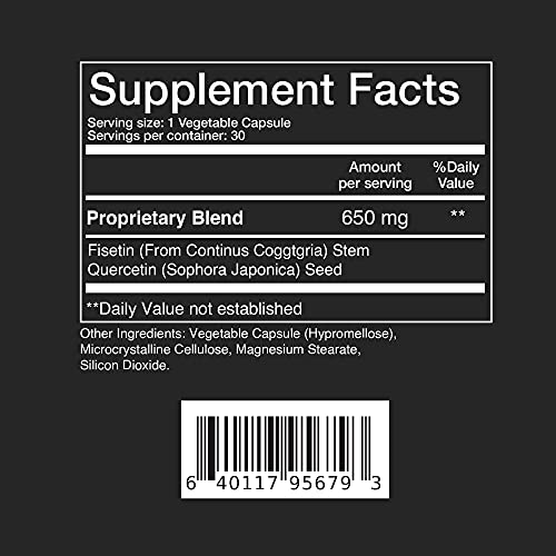 Balance Breens Fisetin + Quercetin 650mg - Supports Cognitive Function, Vitamin Supplement for Graceful Aging - Immune Support Powerful Antioxidant - 30 Non-GMO Vegan Capsules