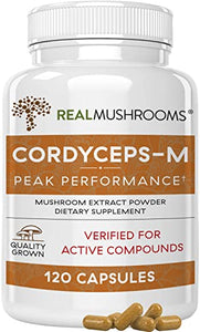 Real Mushrooms Cordyceps Peak Performance Supplement for Energy, Stamina, Endurance (120ct) Non-GMO, Vegan Cordyceps Mushroom (60 Day Supply)