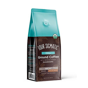 Four Sigmatic Organic Swiss Water Decaf Ground Mushroom Coffee with Reishi and Chaga, 12 Ounce