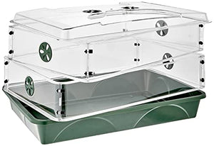 EarlyGrow 24" x 15" x 12.75" Domed Propagator with 2 Height Extenders and Locking Clip Set, Green