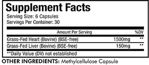 Codeage Grass Fed Beef Heart Supplement - Freeze Dried, Non-Defatted, Desiccated Beef Heart Glandular Supplements - Bovine Meat & Liver Pills –Argentina Beef Vitamins For Heart - Non-GMO -180 Capsules