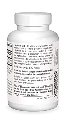 Source Naturals L-Arginine L-Citrulline Complex 1000mg Essential Amino Acid Supplement - 60 Tablets 
