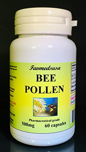 Bee Pollen 500mg, Made in USA - 60 Capsules