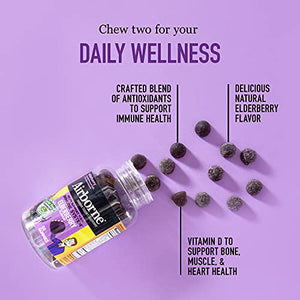 Airborne Elderberry + Zinc & Vitamin C Gummies For Adults, Immune Support Zinc Gummies with Powerful Antioxidants Vit C D & E - (50 count bottle), Delicious Elderberry Flavor