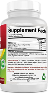 Best Naturals L-Arginine NO Booster Triple Strength 1300 mg Serving 120 Veg Capsules (120 Count (Pack of 2))