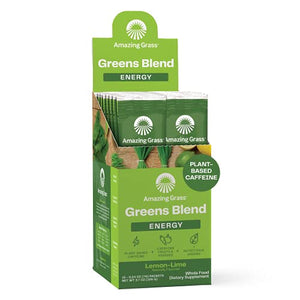 Amazing Grass Greens Blend Energy: Super Greens Powder & Plant Based Caffeine with Matcha Green Tea & Beet Root Powder, Lemon Lime, 15 Servings (Packaging May Vary)