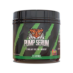 Pump Serum Stim Free Pre Workout Supplement - Caffeine Free Pre Workout Powder & Nitric Oxide Booster - 25 Servings (Jungle Juice, 775g)