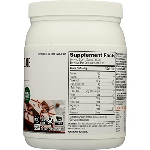 Whole Foods Market, Grass-Fed Whey Protein Isolate, Chocolate, 16.9 Ounce