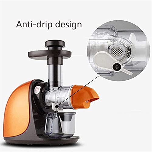 XUERUIGANG Juicer Machines, Slow Masticating Juicer Extractor Easy to Clean, Quiet Motor & Reverse Function, BPA-Free, Cold Press Juicer with Brush (Orange)