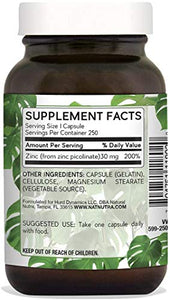 Natural Nutra Zinc Picolinate 30 mg, Double Strength, Raw and Pure, Highly Bioavailable Supplement for Growth, Immune and Thyroid Support, 250 Capsules (2 Pack)