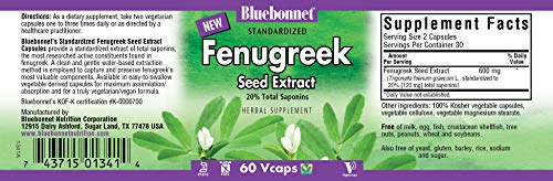 BlueBonnet Fenugreek Seed Extract Supplement, 60 Count