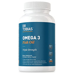 Dr. Tobias Omega 3 Fish Oil – Triple Strength Dietary Nutritional Supplement – Helps Support Brain & Heart Health, Includes EPA & DHA – 2000 mg per Serving, 90 Soft Gel Capsules