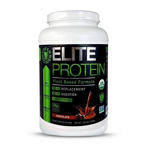 Elite Protein - Organic Plant Based Protein Powder, Chocolate, Pea and Hemp Protein, Muscle Recovery and Meal Replacement Protein Shake, USDA Organic, Non-GMO, Dairy-Free - Vegan - 30 Servings