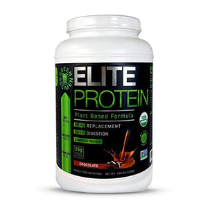 Elite Protein - Organic Plant Based Protein Powder, Chocolate, Pea and Hemp Protein, Muscle Recovery and Meal Replacement Protein Shake, USDA Organic, Non-GMO, Dairy-Free - Vegan - 30 Servings