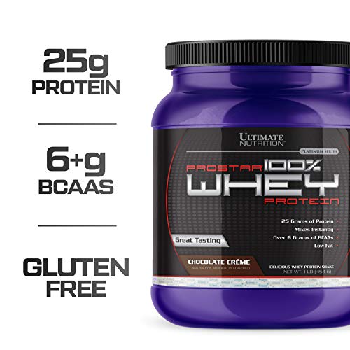 Ultimate Nutrition Prostar Whey Protein Powder Blend of Whey Concentrate Isolate and Peptides – Low Carb, Keto Friendly, 25 Grams of Protein - 15 Servings, Chocolate Crème, 1 Pound