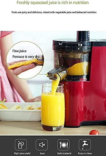 XUERUIGANG Quiet Dual-Stage Slow Speed Masticating Juicer Makes Fruit and Vegetable 80 Revolutions per Minute High Juice Output, 150-Watt（Red）