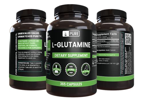Pure Original Ingredients L-Glutamine (365 Capsules) No Magnesium Or Rice Fillers, Always Pure, Lab Verified