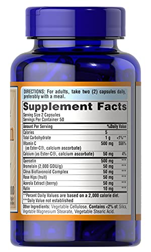 Quercetin Complex with Vitamin C, Supports Upper Respiratory Health*, 50 ct, by Puritan's Pride