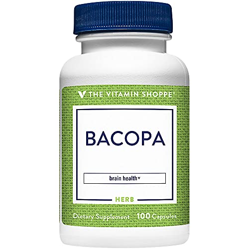 The Vitamin Shoppe Bacopa 500MG (Bacopa Monnieri), Clinically Studied Ingredient, Herbal Brain Support Supplement, Once Daily (100 Capsules)